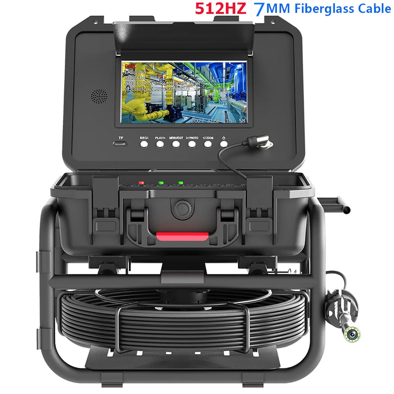 GAMWATER Sewer Pipe Inspection Camera with 512HZ Locator Self-Leveling Video+Audio Record Meter Counter 9"1080P Endoscope Camera