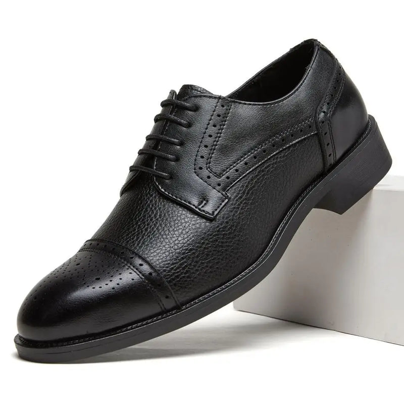 Desai Men's 2026 Cap Toe Brogue Oxford Shoes Genuine Leather Lace Up Formal Business Wedding Dress Shoes