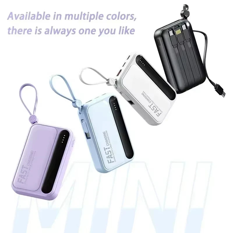 VIVO 500000mAh 120W Power Bank High Capacity 4 In1 Cables Intelligent Digital Display Light Portable Powerbank For iPhone Huawei
