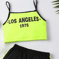 Girls Outfit, Neon Letter Print Spaghetti Cami | SAMAG