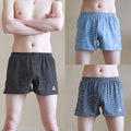 3PCS 100% Cotton Striped Pajama Pants Men's Summer Panties Breathable Big U-crotch Boxers Plus Size Loose High Elastic Underwear