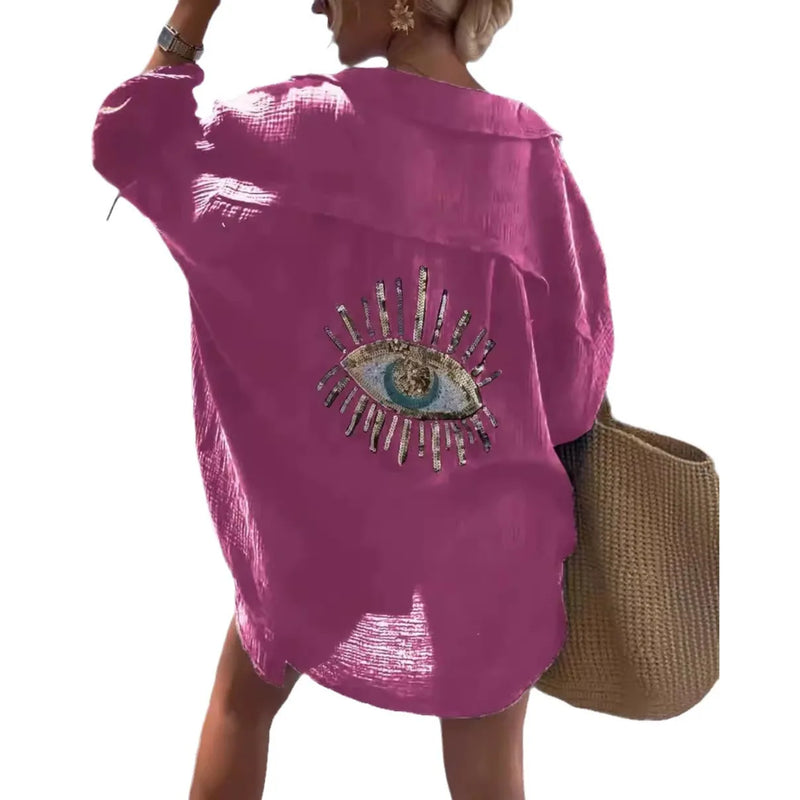 Evil Eye Casual Shirt Women's Fashion Beach Style Loose - View 5 | SAMAG