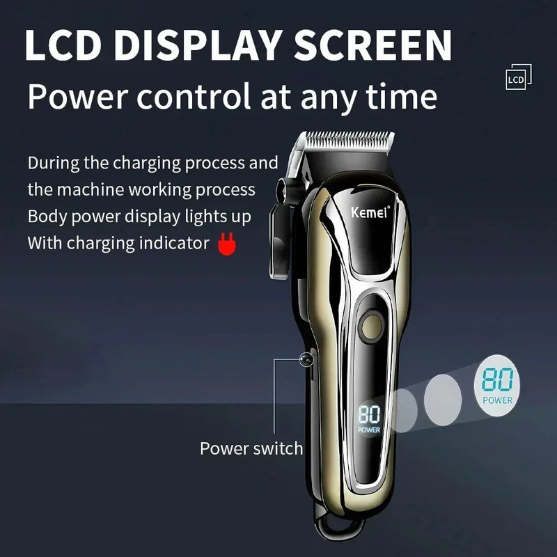 Kemei PG1990A Rechargeable Men's Hair Clipper Professional Cordless Men Hair Trimmer Hair Cutting Machine Barber for Men