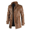 New High Quality Leather Jacket Men Fashion Slim Mens PU Windbreaker Coat Men Leather Outerwear Fleece Casual Suede Jacket