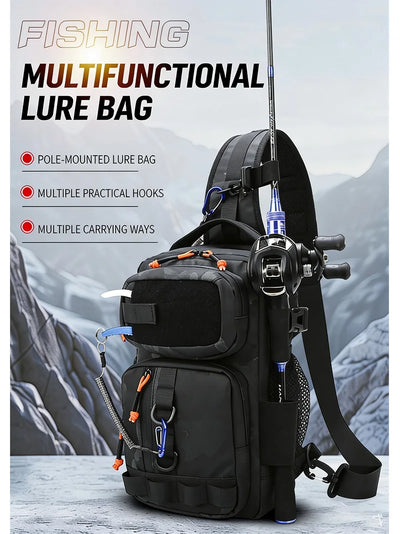 Fishing Chest Bag With Rod Holder MOLLE Tactical | SAMAG