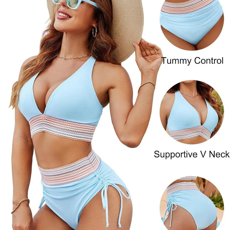 Women's Shoulder High Waist Split Bikini Swimwear | SAMAG