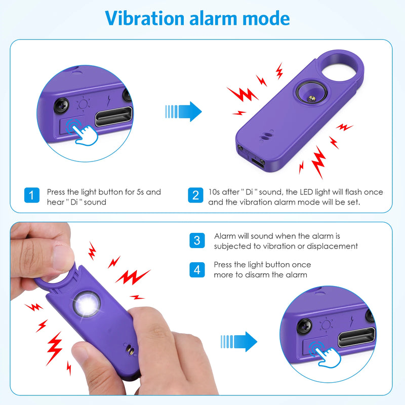 135dB Self Defense Siren Personal Safety Alarm Keychain Portable Emergency Security Anti-Attack Alarm for Women Men Elderly Kids