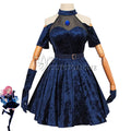 Anime Alien Stage Mizi Sua Cosplay Costume Wig Dark Blue Dress Pink Blue Long Hair Gloves Stockings Belt Set Uniform for Christm