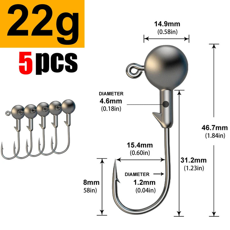 5pcs 1g 2g 3g 4g 5g 10g 20g 22g 25g 28g crank Jig head hook fishing hook head Jig lure hard bait soft worm jig hook for fishing