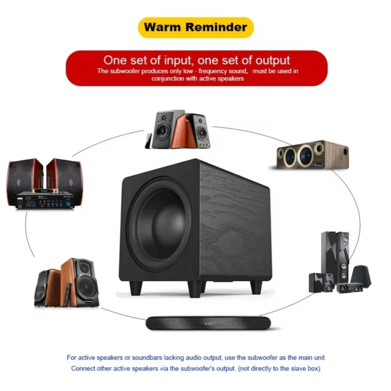 10 Inch Active Subwoofer Speaker Peak 300W Power HiFi Fever Wooden Subwoofer Home Theater Audio Sound Box For AMP/PC/TV/DVD/CD