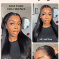 Widow's Peak M Hairline 13x6 HD Lace Front Wig 100% Human Hair Wig Silky Straight 13x4 HD Lace Frontal Wig Bleached Knots HD Wig