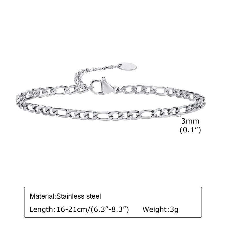 1/2/3pcs Chain Bracelet for Men Women, Stainless Steel Twisted Rope Cuban Wristband, Hip Hop Minimalist - Visuel 17 | SAMAG