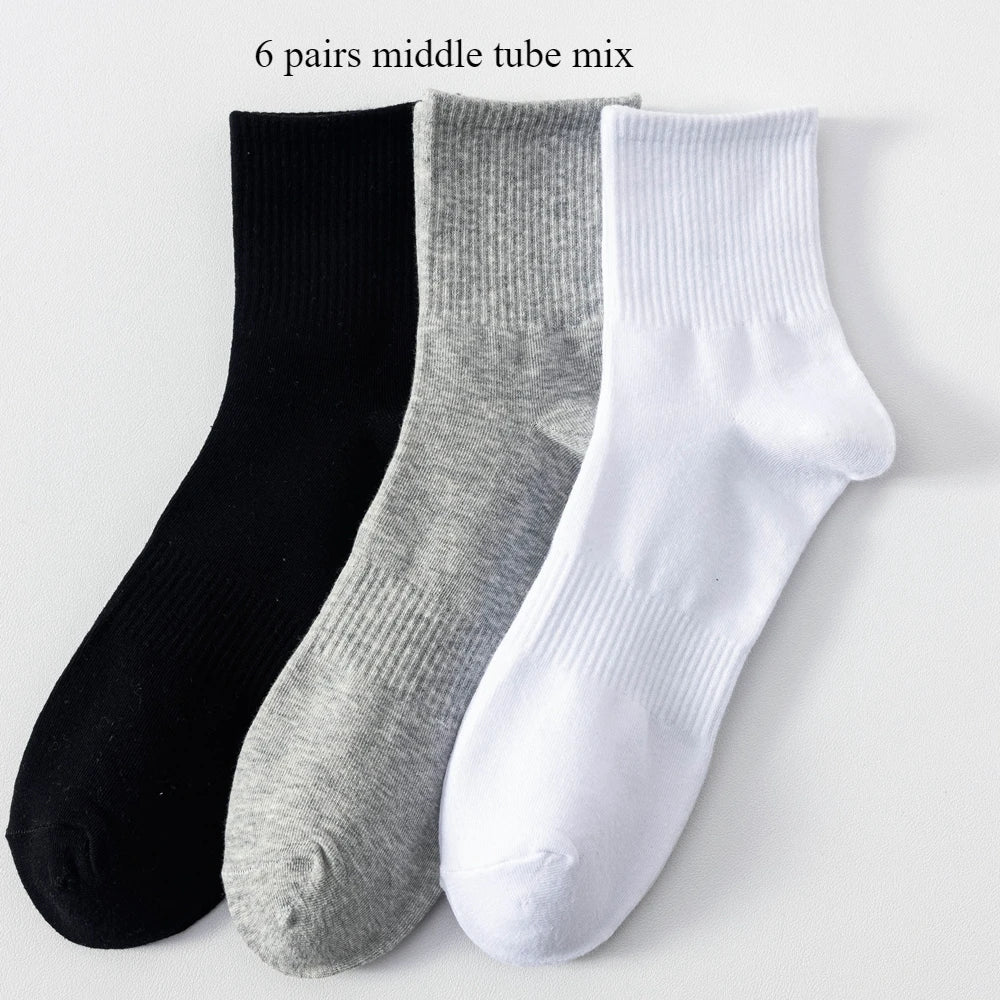 6 Pairs Plus Size EUR45-50 Men Socks Cotton Ankle Black | SAMAG