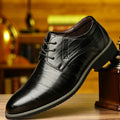 QRLQRL High Quality Mens Classic Black Comfortable Oxford Shoes  Men's Cowhide Carved Business Banquet Casual Leather Shoes