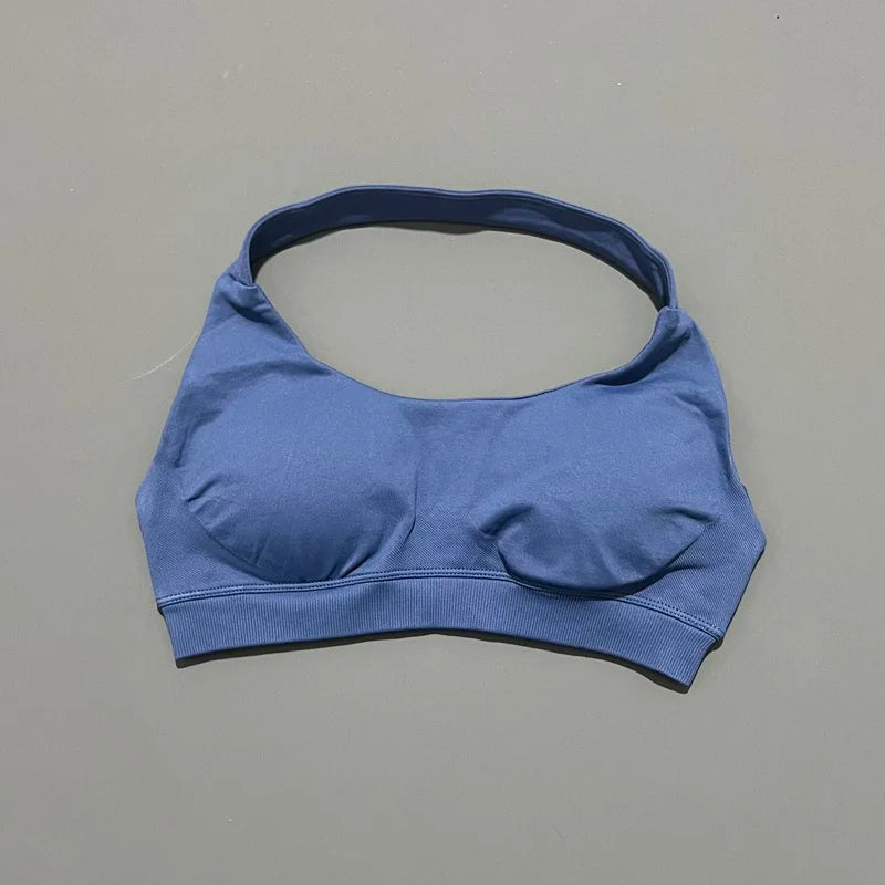 Sports Bra Women Seamless Yoga Halter Bra Top High Support Open Back Bra Fitness Push-up Activewear Workout Gym Underwear