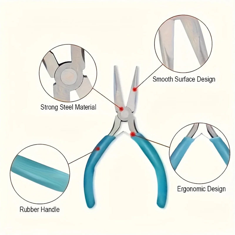 6pcs/set DIY Hand-operated Pliers 4 Tweezers 1 Golden Ring 1 Opening Tool,  Beading Repair Supplies Wire Wrapping Multifunctiona