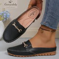 Goreyodoly women mule flats quilted slip on shoes chain detail wide fit lightweight soft sole casual comfort loafers