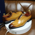 Italian Mens Genuine Leather Dress Shoes Blue Purple Oxfords Wedding Party Formal Shoes Whole Cut Elegant Men's Footwear