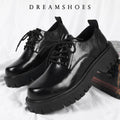 2025 Korea Leather Platform Oxfords Slip On Thick Tottom For Male Derby Shoes Casual Loafers Mens Square Toe Formal Dress Shoes