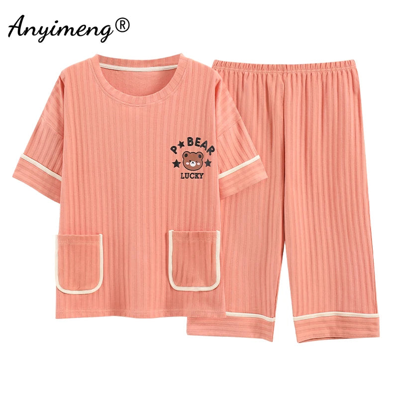 Summer Capris Pajamas Cute Cartoon Print for Women | SAMAG