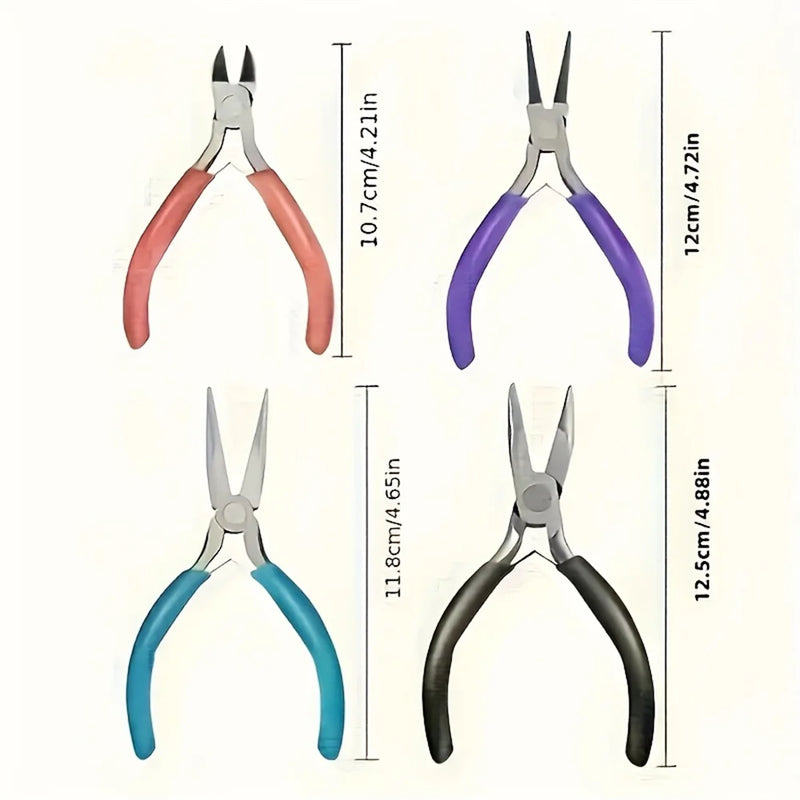6pcs/set DIY Hand-operated Pliers 4 Tweezers 1 Golden Ring 1 Opening Tool,  Beading Repair Supplies Wire Wrapping Multifunctiona