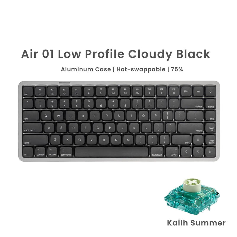 Akko Air 01 Mechanical Keyboard 75% 84-Key Mac Layout Custom Low Profile Hot-swappable RGB Tri-mode Keyboard Gasket Aluminum