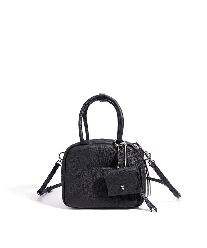 2026 New Women's Top Grain Leather Boston Bag Cute Heart Charm Mini Pocket Tassel Handbag Shoulder Crossbody Bag