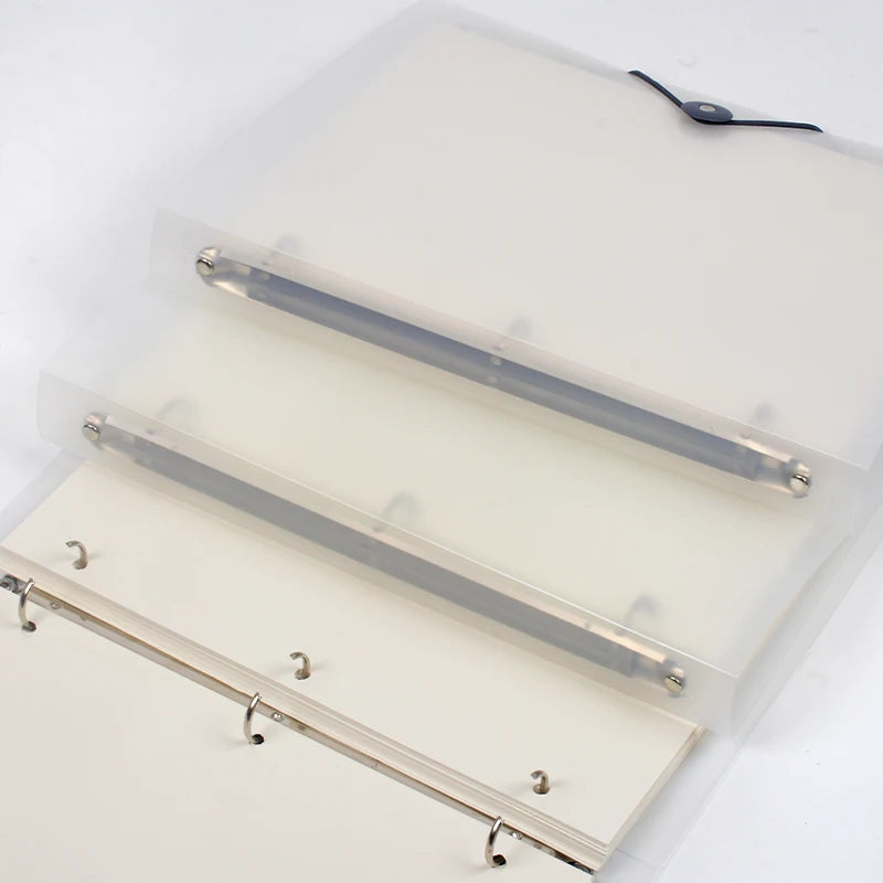 Transparent A4 Folder 3 Ring Binder with Buckle Closure Matte PP File Folder Document Organizer for School Office Stationery