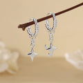 VENTFILLE 925 Sterling Silve Star Hoop Earring for Women Zircon Geometry Wide Office Versatile Jewelry Birthday Gift Dropship