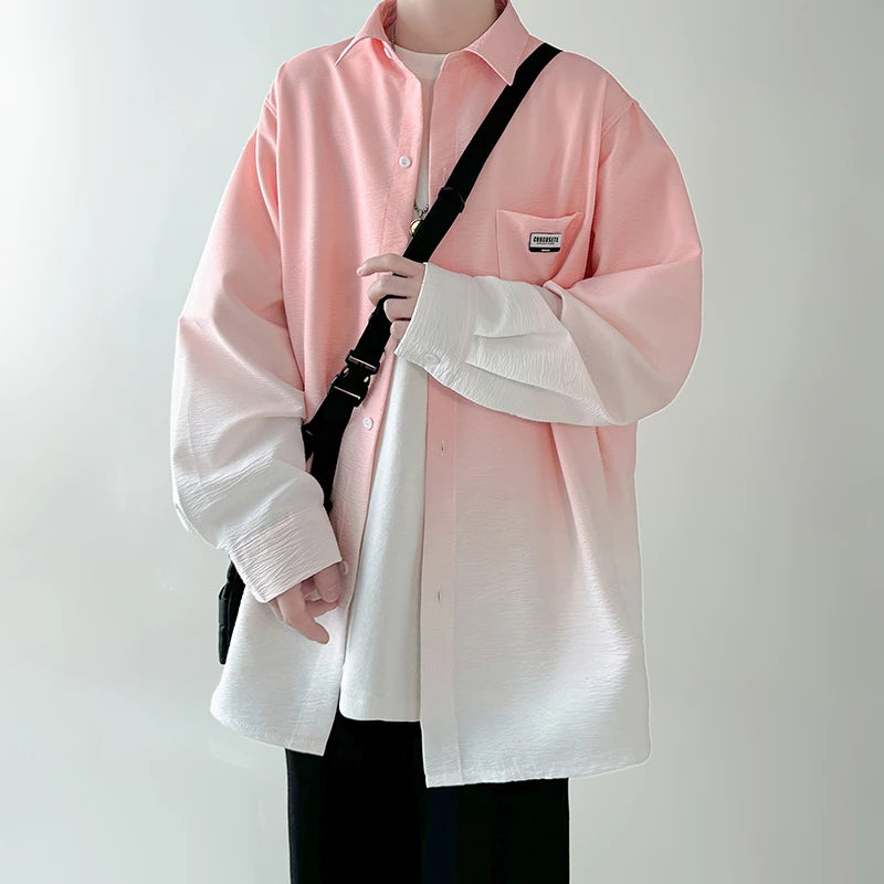 Men's shirt Gradient Plicated Long Sleeve Loose Korean | SAMAG