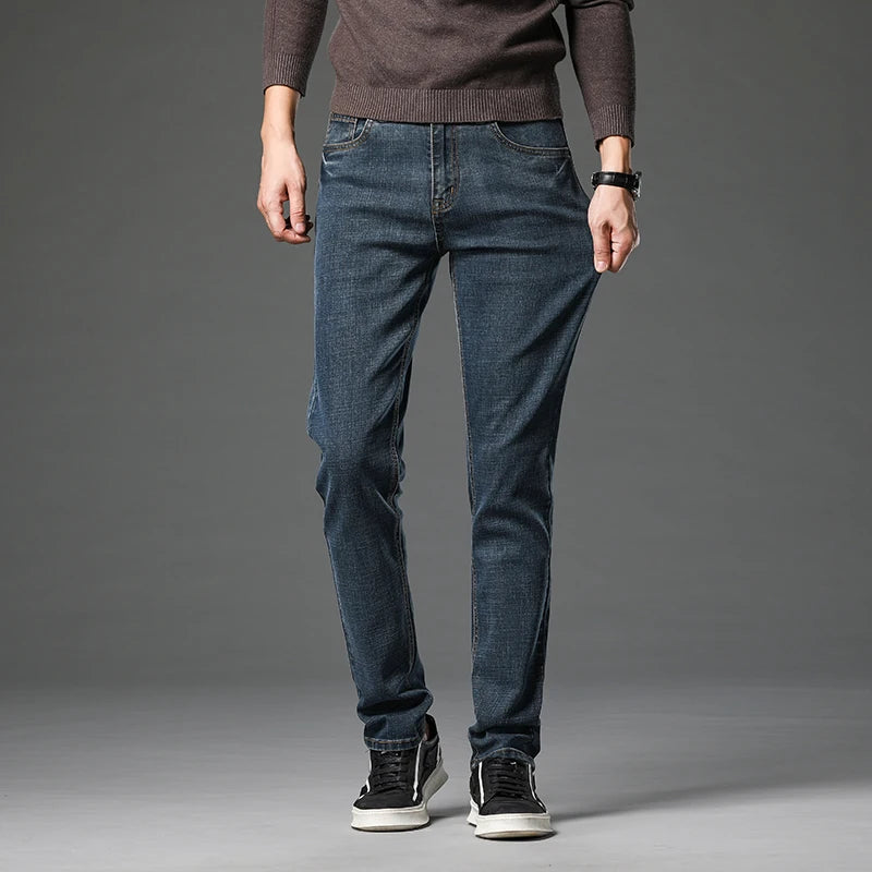 Cotton Stretch Jeans Men Classic Retro Straight Slim | SAMAG