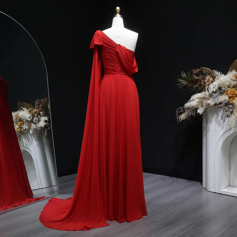 Sharon Said Dubai Red Off Shoulder Elegant Evening Dress | SAMAG