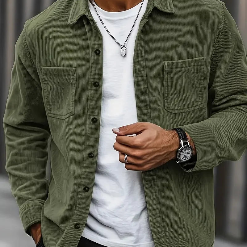 The New Spring and Autumn Corduroy Shirt, a Casual Men's | SAMAG