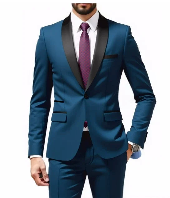 Men's New Fashion Business Casual Two-piece, Comfortable and Breathable Slim-fit Side Slit Single-button Suit Jacket+trousers