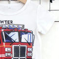 Summer Boys White Red Color Block Fire Truck Print Short - View 5 | SAMAG