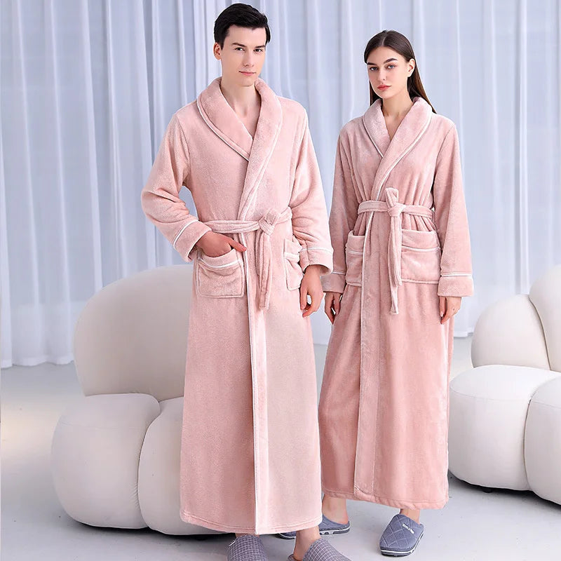 Warm Coral Fleece Kimono Bathrobe Gown Winter Thickened | SAMAG