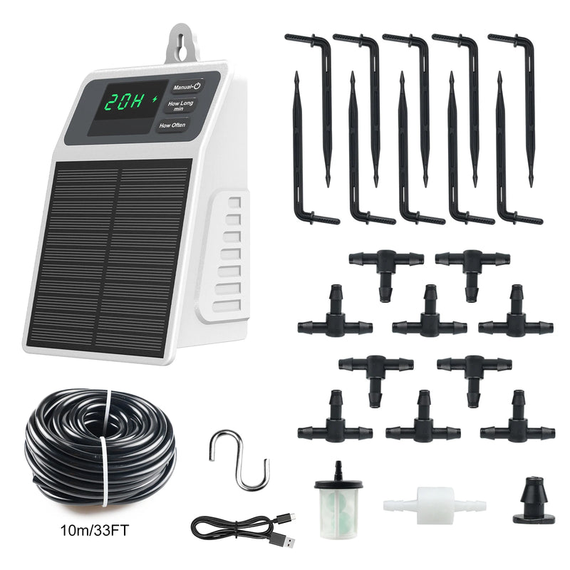 Upgraded Solar Drip Irrigation System Automatic Watering Plants Supplies for Home and Garden Balcony Greenhouse Hanging Plants
