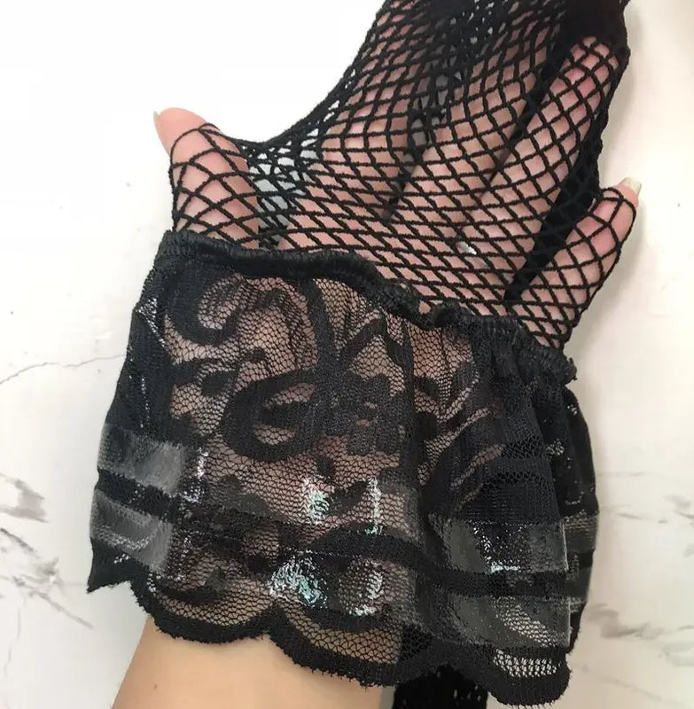 Lingerie Women Stockings Sexy Lace Mesh Fishnet Thigh High Socks Stockings Plus Size Silicone Non-slip Knee High Socks Stockings