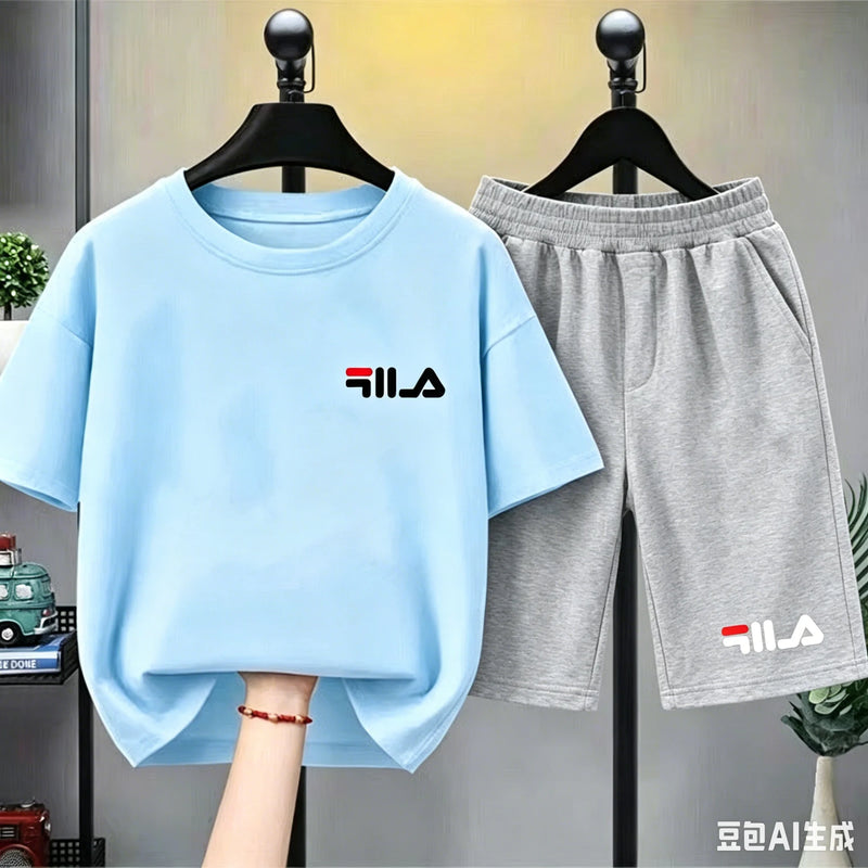 Summer Brand White T - shirt+Shorts Two - piece Set Kids - View 21 | SAMAG