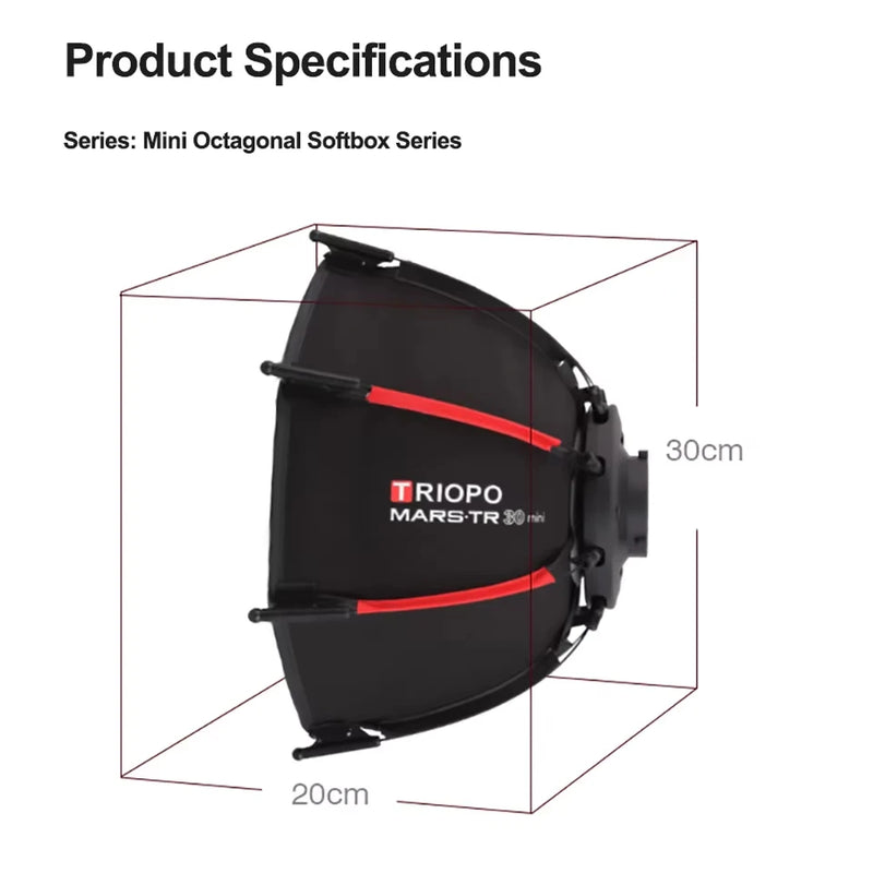 TRIOPO MARS.TR 30 Mini Bowens Mount Portable Softbox Compatible with Mini Bowens Mount Video Light