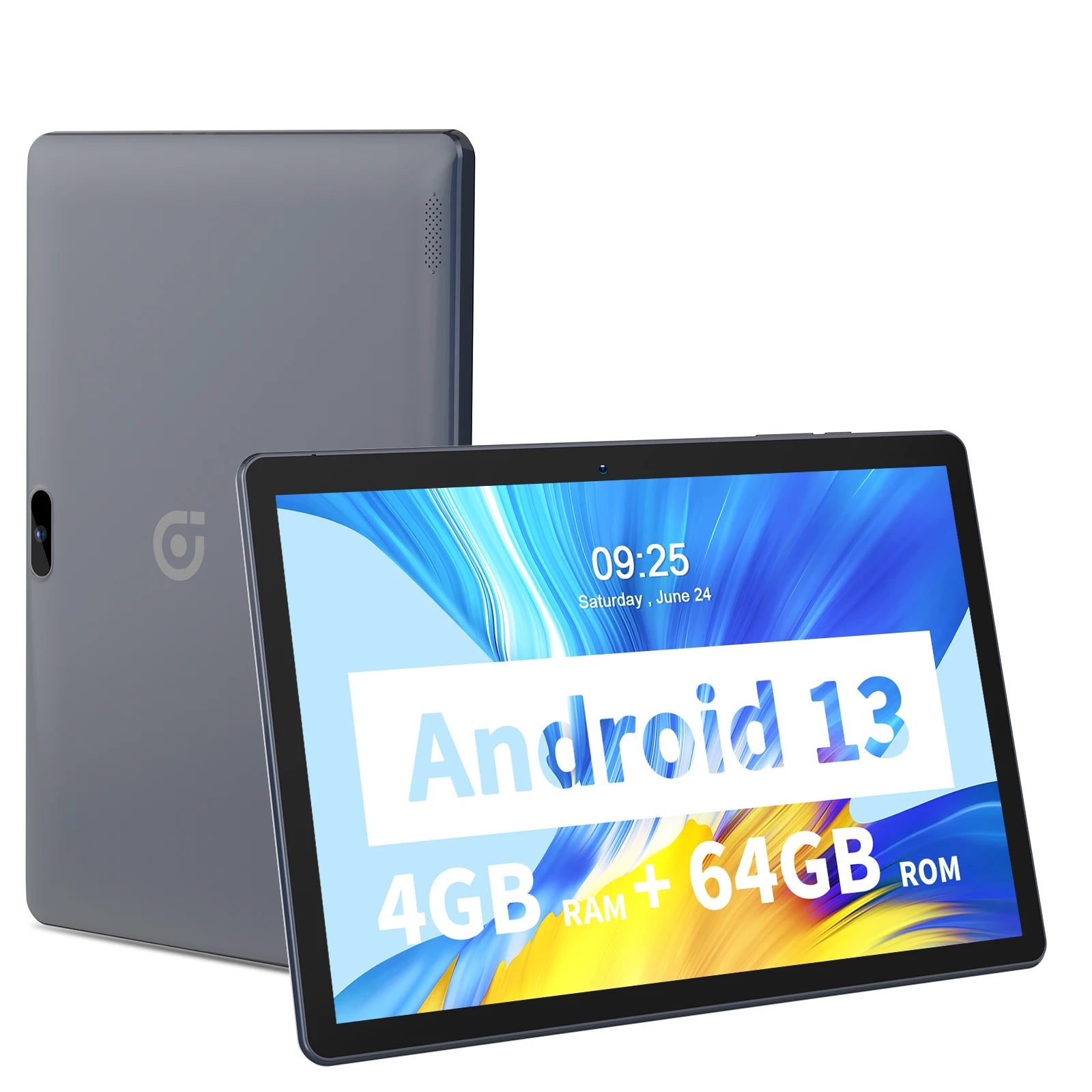 PRITOM 10 inch Tablet Android 13, 64GB, 512GB Expand, Quad-Core, 1280 * 800 HD IPS Screen, Dual Camera, Wi-Fi, Bluetooth, Black