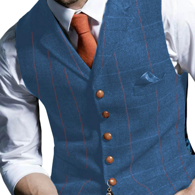Men's Vests Tweed Suit Business Clothing for Men Striped Waistcoat Punk Vest Groomman Wedding Brwon Black Grey Jacket Bleazer