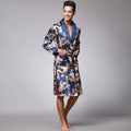 Loose Kimono Robe Wear Printing Nightgown Silky Men's Pajamas Long-sleeved Bathrobes Homewear