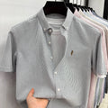 High End Brand Embroidered Striped Shirt Men's Short | SAMAG