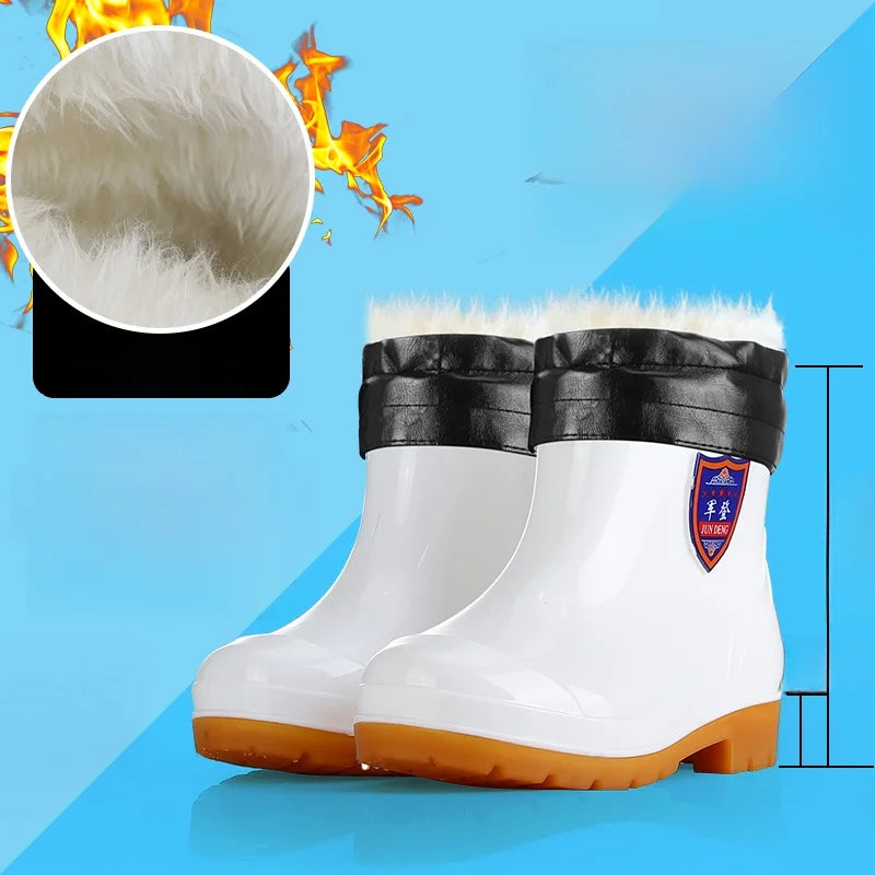 White Work Boots Waterproof Slip Resistant High And Medium Tube Food Hygiene Boots Rubber Shoes for Men Rain Boots
