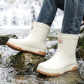 Men's Fashion Rain Boots High Quality Anti-Slip Waterproof Shoes Thick Bottom Wear-Resistant Outdoor Drawstring Work Rubber Shoe
