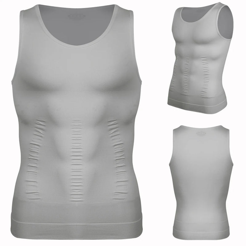 Striped Compression Belt Shaper Vest Men's Tummy Control Sleeveless Top Slim Fit Slimming Elastic Sports Bottoming Underwear New