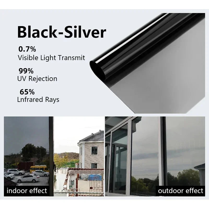 One Way Window Privacy Tint Film Anti Look Vinyl Mirror Self-adhesive Film Sun Blocking Anti UV Static Cling Stickers Home Decor