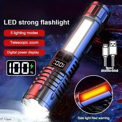 High Power Rechargeable LED Flashlight With Side Light | SAMAG