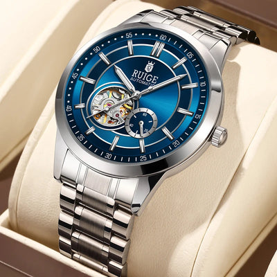 RUIGE Hollow Mechanical Movement Men's Watch Stainless Steel Fashion Night Light Waterproof | SAMAG